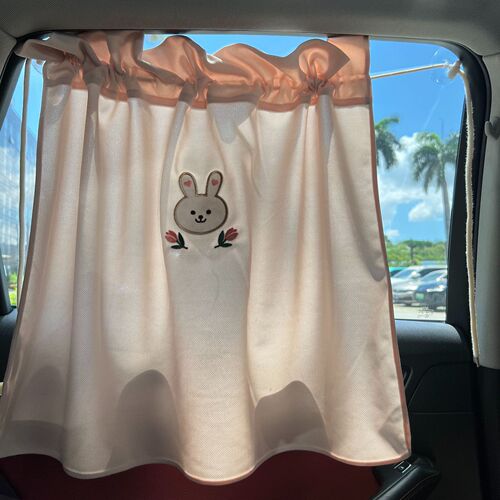  new ins car sunshade, suction cup embroidered bear sunshade, sun protection and heat insulation curtain curtain