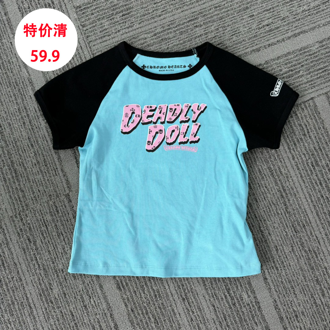 [Dujia Ready-Made Correct Version] Ch Crow Deadly Doll Printed Threaded Slim Women's Short-Sleeved T-Shirt