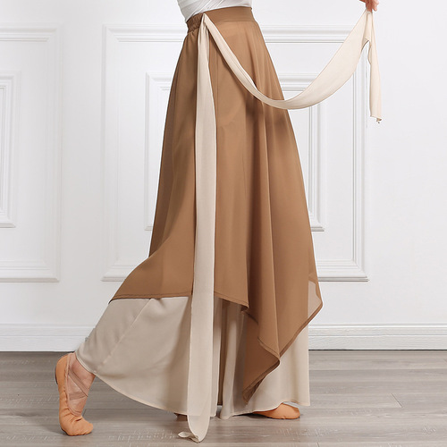 Chinese dance dance pants women's loose and elegant chiffon skirt pants classical dance performance costume practice wide leg pants skirt pants