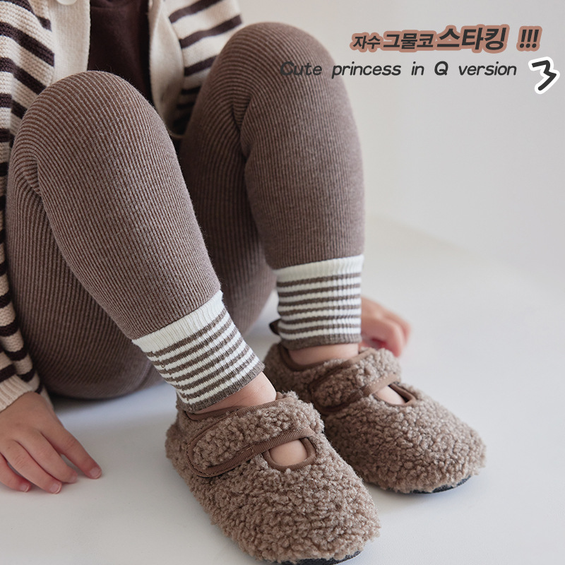 Children's Leggings Wholesale for 2022 Autumn/Winter, Solid Color, Warm and Fleece-lined, High-waisted, Open-toe, and Underside Pants