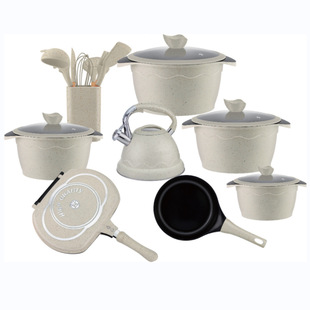 Cross-border Amazon die-cast suit 20pcs stainless steel whistle kettle silicone kitchenware