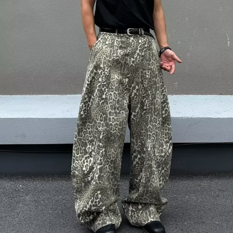 Vintage Washed Distressed Leopard Print Jeans for Men and Women, Stylish Spring Loose Straight-Leg Slimming Casual Pants Vintage Washed Distressed Leopard Print Jeans for Men and Women, Stylish Spring Loose Straight-Leg Slimming Casual Pants