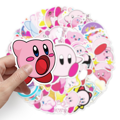 50 Star Kirby Cartoon Sticker Personalized Cross-border Anime Game Creative DIY Skateboard Luggage Sticker