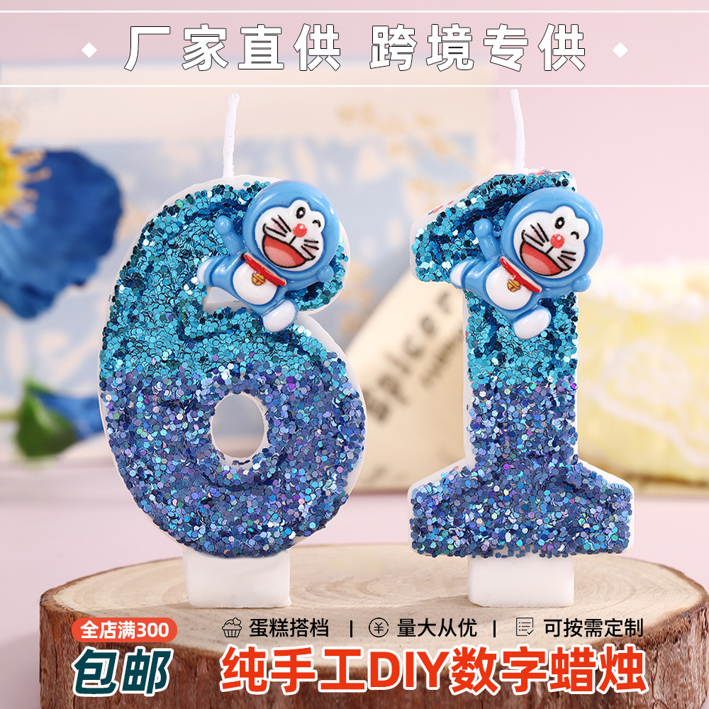 新款万圣节哆啦A梦数字蜡烛亚马逊ins厂家直供蛋糕装饰派对用品