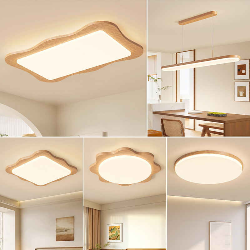 Lámpara de techo de sala de estar de estilo de troncos simple, luz de dormitorio de espectro completo minimalista, paquete de iluminación de sala de dormitorio principal en el vestíbulo del comedor