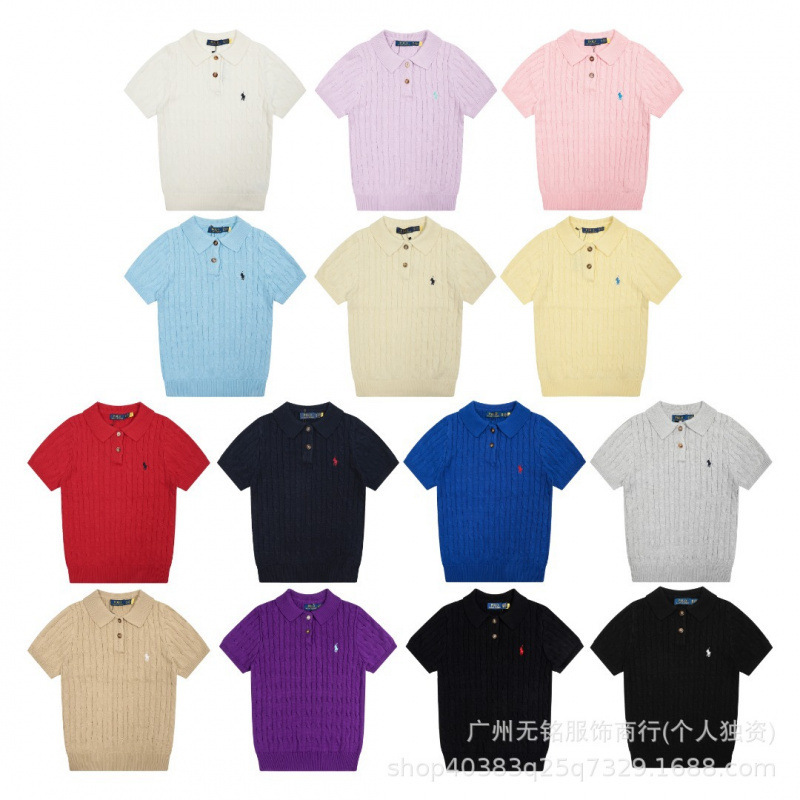 25 New Foreign Trade Model Rl Pony Embroidery Knitted Cable Knit 2-Button Versatile Stylish Slim-Fit Women's Polo Sweater 25 New Foreign Trade Model Rl Pony Embroidery Knitted Cable Knit 2-Button Versatile Stylish Slim-Fit Women's Polo Sweater