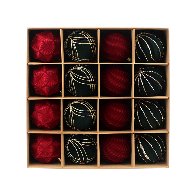 Bolas de Navidad flocado bolas de Navidad bolas de decoración de Navidad 8cm / 16pcs bolas de Navidad árbol de Navidad colgante de decoración de Navidad