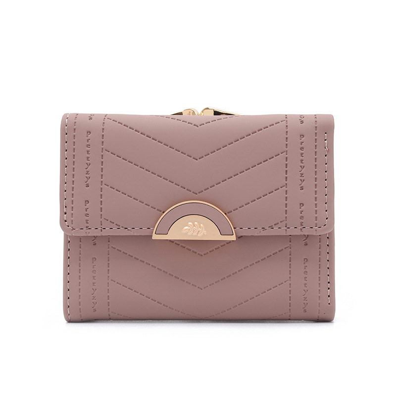 Pu Leather Material Women's Solid Color Pu Leather Hidden Buckle Wallets