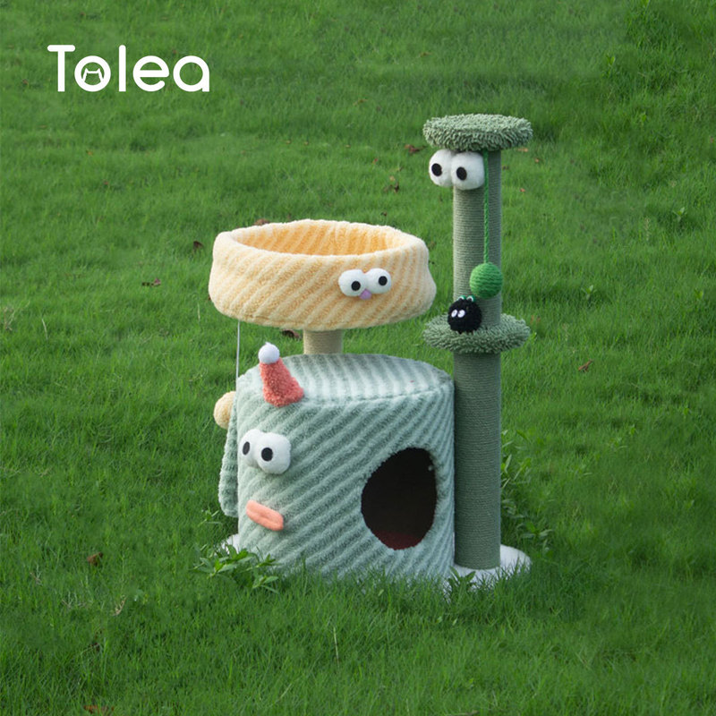 TOLEA new green little monster cat climbing frame color sisal column cat nest integrated non-covering cat tree factory
