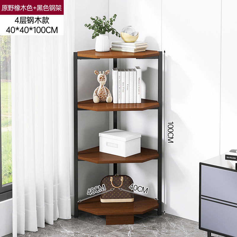 Estantería piso hogar sala de estar simple estante de almacenamiento esquina estantería integrada pared multi-capa Esquina de almacenamiento de hierro rack