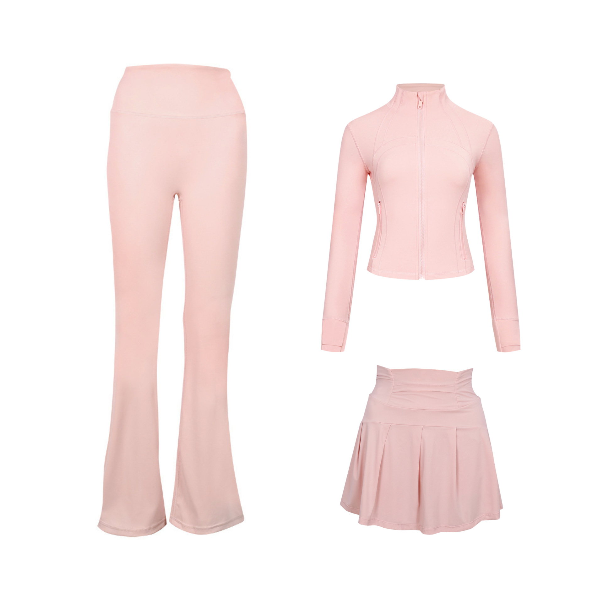 Women's 3-piece Activewear Set Cropped Jacket Skirt And Pants_voghion.com