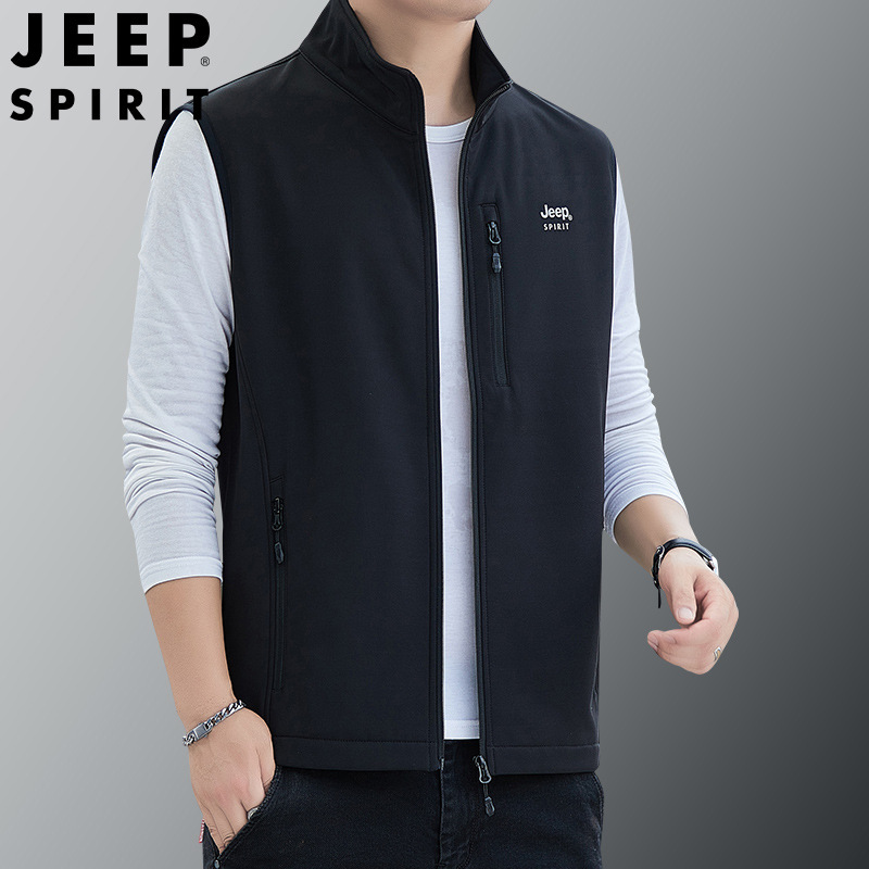 Jeep spirit秋冬モデル立襟ファッションカジュアルソフトシェルベストノースリーブベスト7291|undefined