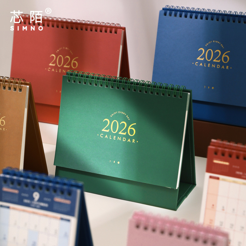 2026年ベーシック卓上カレンダー シンプルレトロカレンダー 学生用チェックイン 自己管理プランナー 卓上飾り|undefined