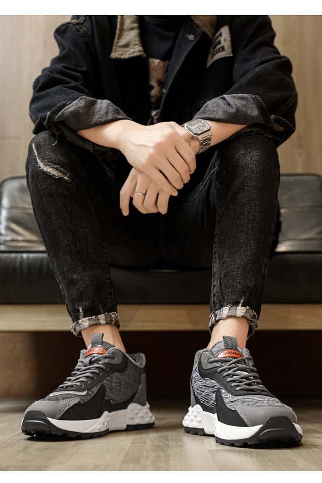 Giày nam kiểu sneaker cổ cao lót nhung dày dặn giữ ấm chống nước đế dày — Kaki, Milan, Xám đen chi tiết 10