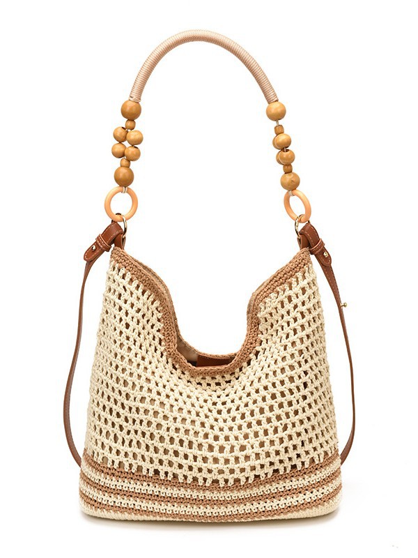 Bolsas de gran capacidad de tejido hueco para mujeres 2026 nuevas bolsas de playa de vacaciones en la playa de viaje nicho brazo Tote image 6