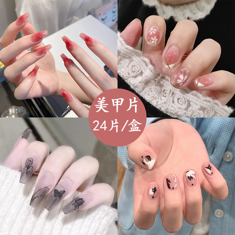 Ink Wearing Armor Rose Manicure Pieces Butterfly Nail Patch Nail Patch Fake Nail Pieces Wearing Manicure Finished Products Ink Wearing Armor Rose Manicure Pieces Butterfly Nail Patch Nail Patch Fake Nail Pieces Wearing Manicure Finished Products