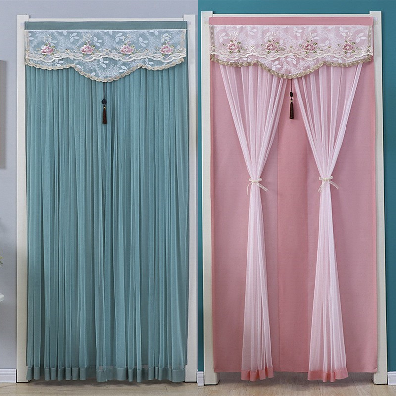New Door Curtain Gauze Curtain Anti-Mosquito Blackout Curtain Curtain Bedroom Toilet Living Room Punch-Free Velcro Dual-Use