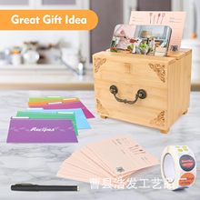 跨境木质食谱收纳盒带手机支架厨房菜谱食谱盒收纳盒抽纸盒存钱罐