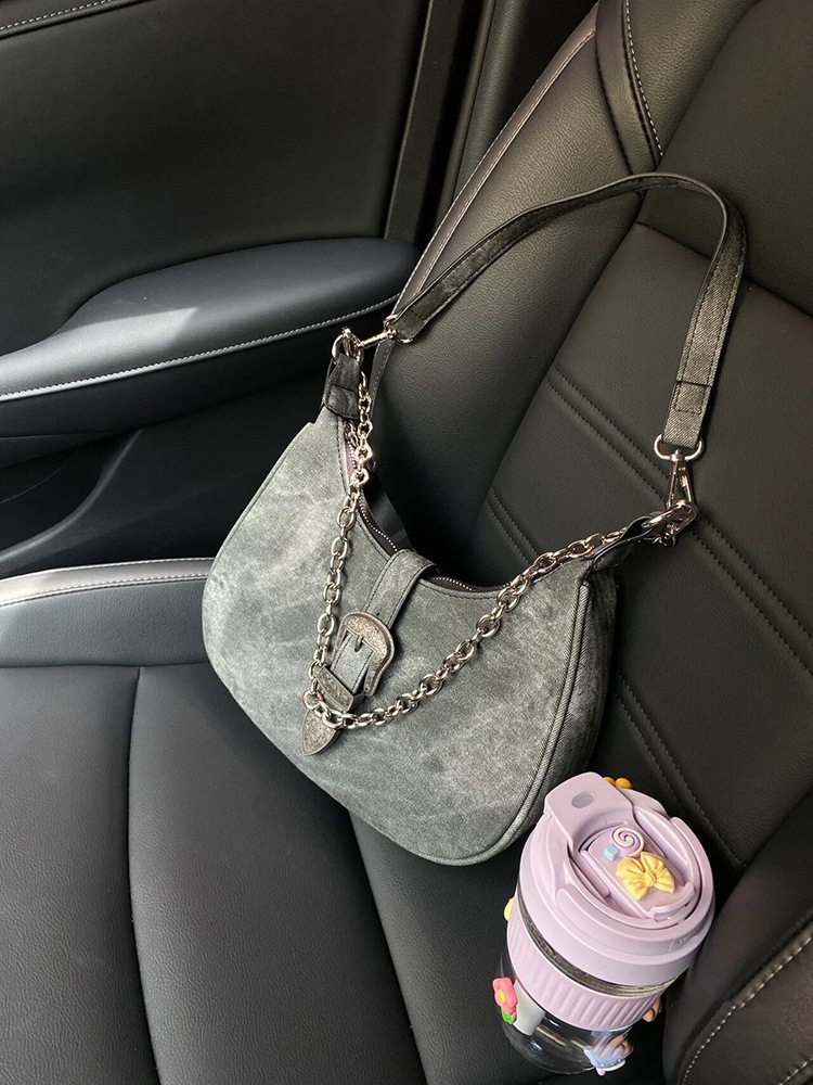 Bolsa de nicho para mujer 2022 nueva bolsa de media luna de alto grado bolsa de hombro retro bolsa de lona para las axilas bolso de cadena