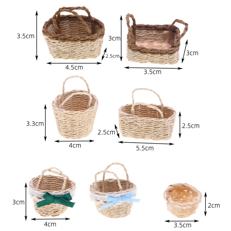 Doll House Hand-woven Lafitte Grass Hand-held Basket Miniature Life Set Mini Bamboo Bamboo Basket Shooting Props