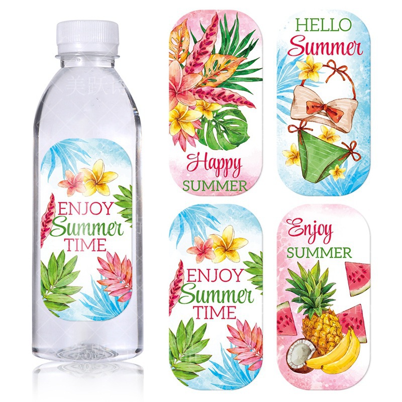 Amazon Hawaii Party Decoration Water Bottle Stickers etiquetas de verano Beach Party Decoration Stickers