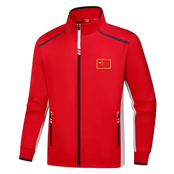 Spring and Autumn Chinese Long-Sleeve Sportswear Sweatshirt, Color-Block Unisex Student School Uniform Jacket, Patriotic Clothing, Coach Uniform, Customizable