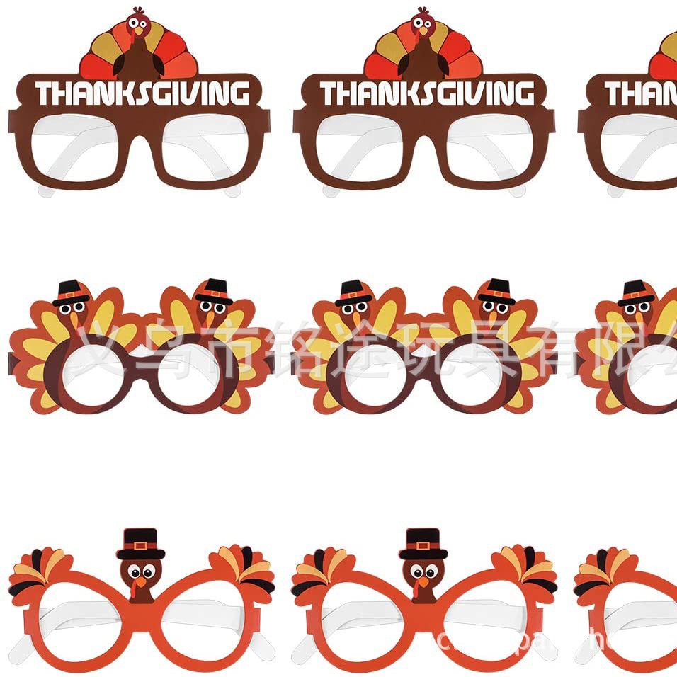 Decoración del Partido de Acción de Gracias gafas de pavo Thanksgiving theme party Turkey shape glasses