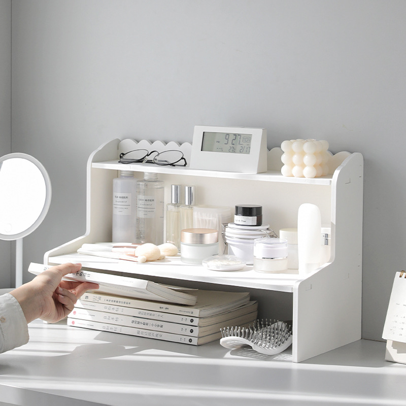 Rack de almacenamiento de escritorio dormitorio de estudiantes multi-capa de aumento de altura rack cosméticos organizador rack de almacenamiento de artículos diversos de oficina al por mayor
