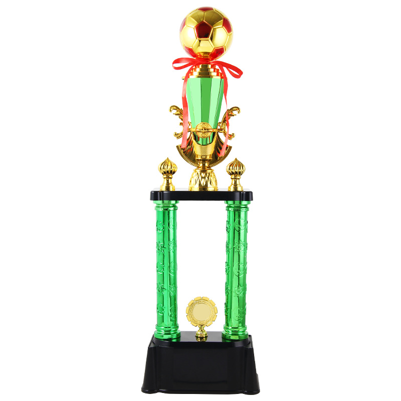 Fábrica creativa mayorista dos columnas competición trofeo de plástico de lámina de oro juegos premios conmemorativos juegos infantiles