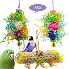 3psc parrot toy chewing shredded paper bird supplies utensils sepak takraw paper shredder bird loofah toy bird toy