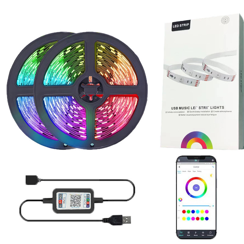 Nueva tira de luz LED transfronteriza 5V USB Bluetooth 5050 2835 RGB color mágico traje de luz de tira