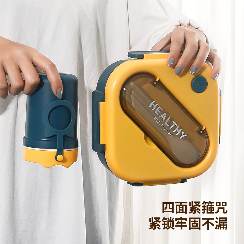 Caja de almuerzo de plástico cuadrada caja de almuerzo para llevar compartimiento caja de almuerzo para estudiantes trabajador de oficina portátil horno de microondas regalo