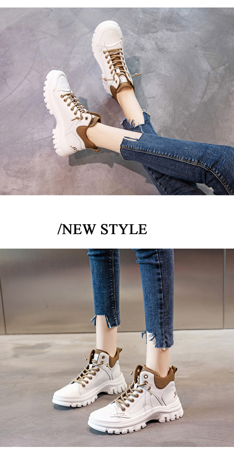 2023 herbst und Winter Neue Echtes Leder Vielseitige Arbeitskleidung Kurze Stiefel für frauen Freizeit Sport High Top Kleine weiße Schuhe_voghion.com