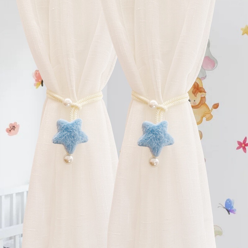 Cross-Border Ins Style Stereo Plush Star Bead Curtain Straps Kidsren's Room Decoration Mosquito Net Straps Tie Straps