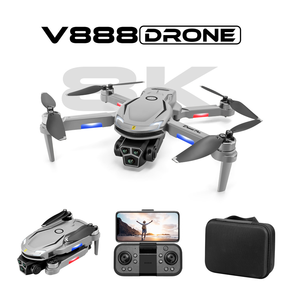 Cross-Border New Product V888 Brushless Drone Aerial Photography Optical Flow Obstacle Avoidance Aircraft Foldableing Remote Control Aircraft Export Toys