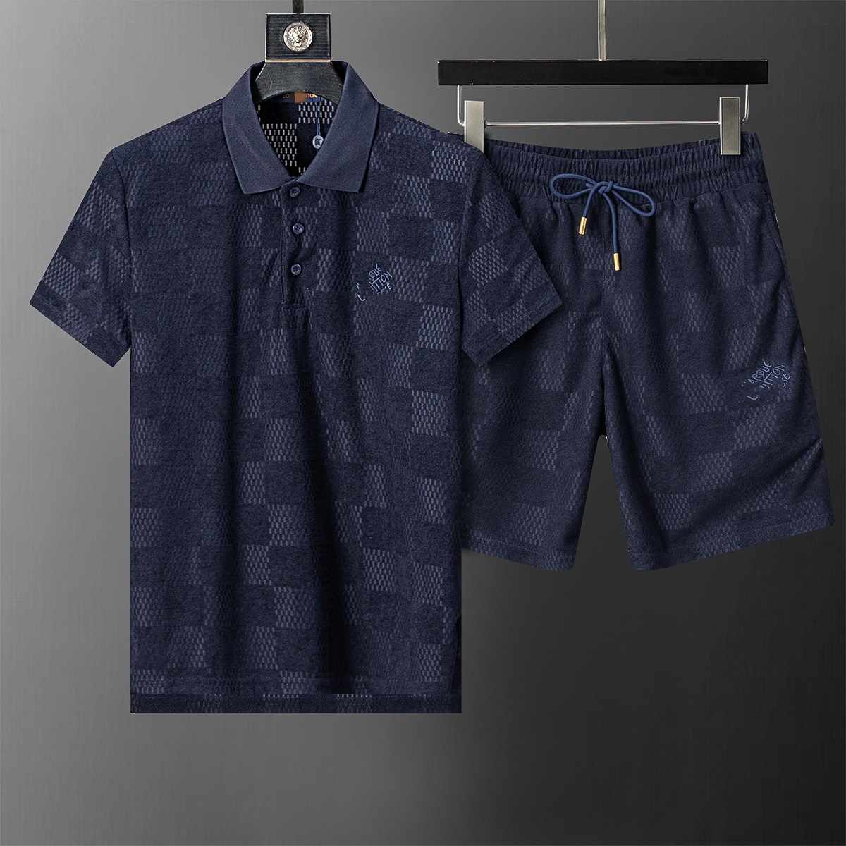Cross-border versión correcta polo manga corta set de collar de verano clásico toalla de hombre bordado casual Europa y América explosión