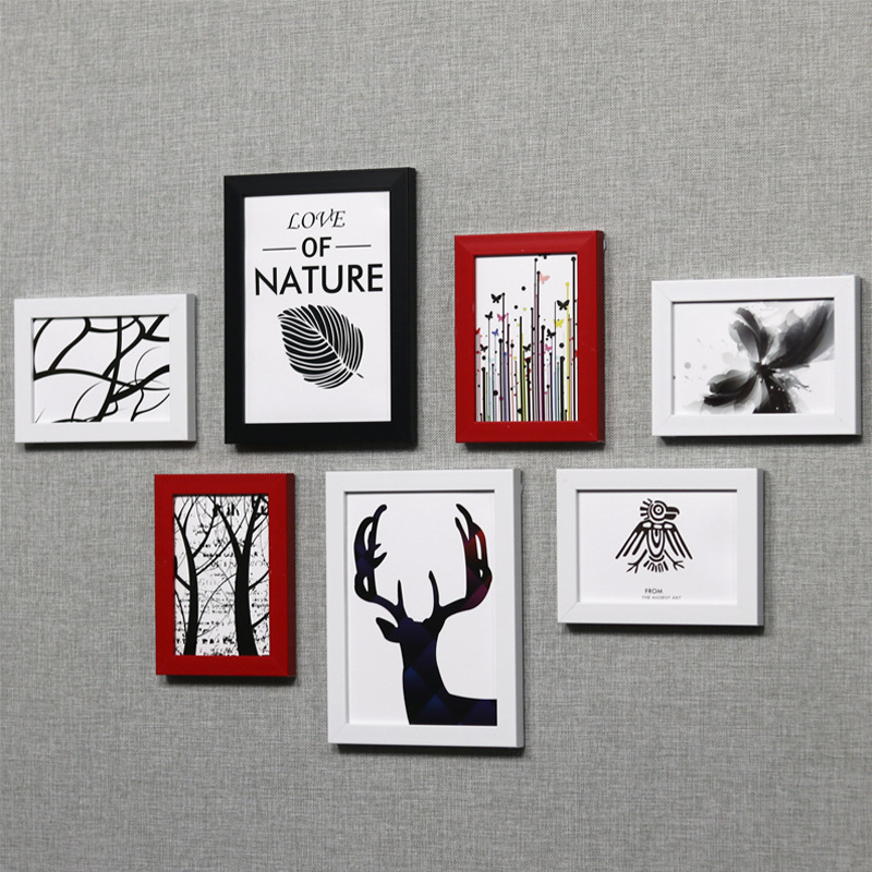 Pequeña pared Nórdico decorativo foto pared Punch-libre pared decorativo foto marco dormitorio colgante de pared marco de fotos ins marco de fotos