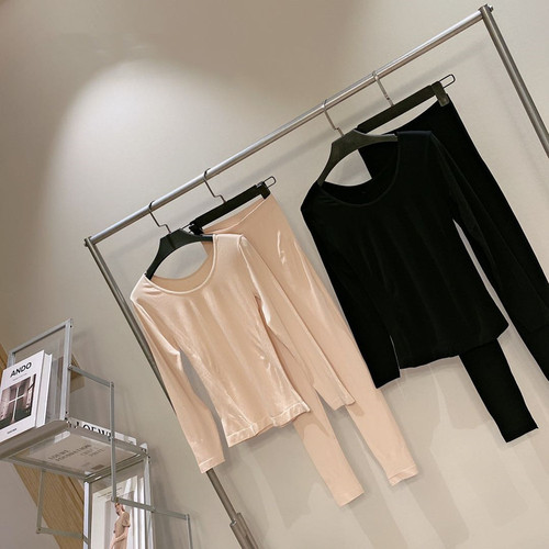 Autumn and Winter New Warmth Keeping Innerwear Japanese Ultra-Thin Mask Heating Set for Women 37°C Constant Temperature Fast Heating Top and Bottom Women