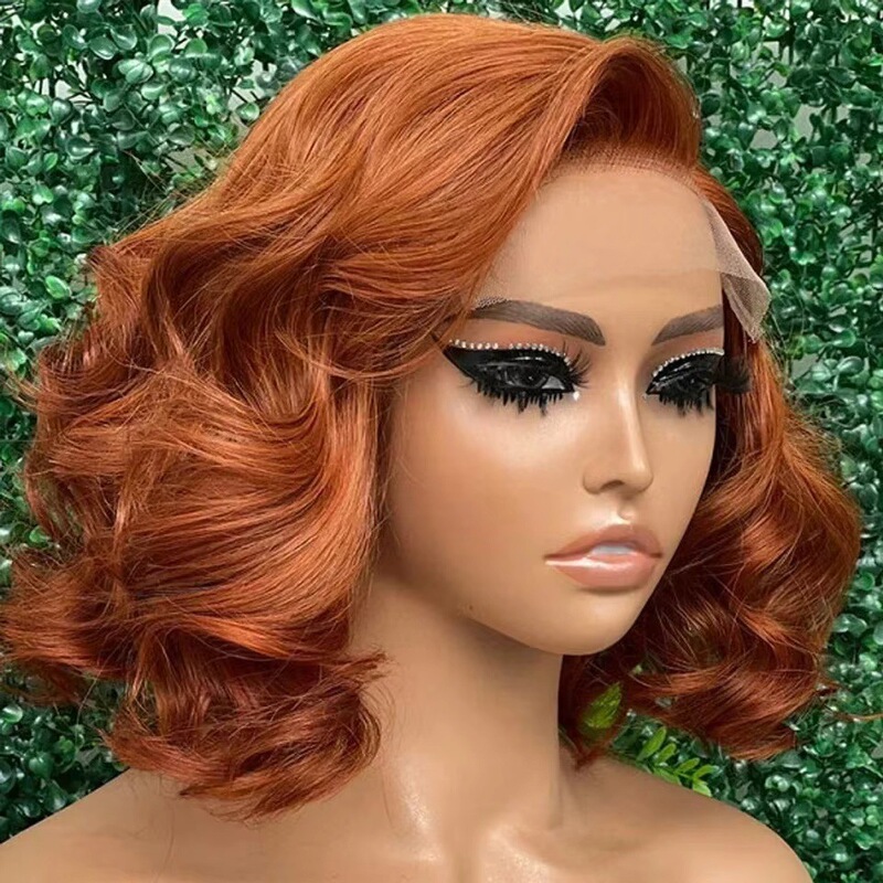 Wholesale Rose Curly Lace Front High-Temperature Silk Body Wave Orange Glueless Full Hd Lace Wig