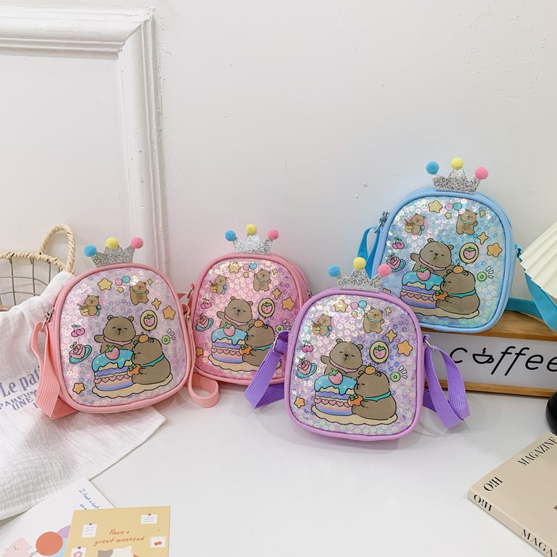 Nuevo bolso para niños, lindo y divertido Kapibala, bolso de hombro para niños y niñas, bolso de mensajero para bebé con estampado de estilo occidental lindo de dibujos animados