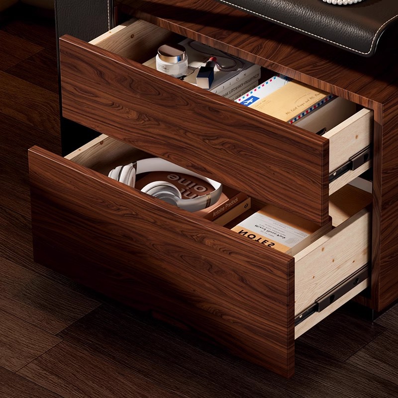 Mesita de noche retro italiana, armario de almacenamiento de doble bombeo, dormitorio principal, armario de almacenamiento junto a la cama de estilo antiguo, nogal doméstico