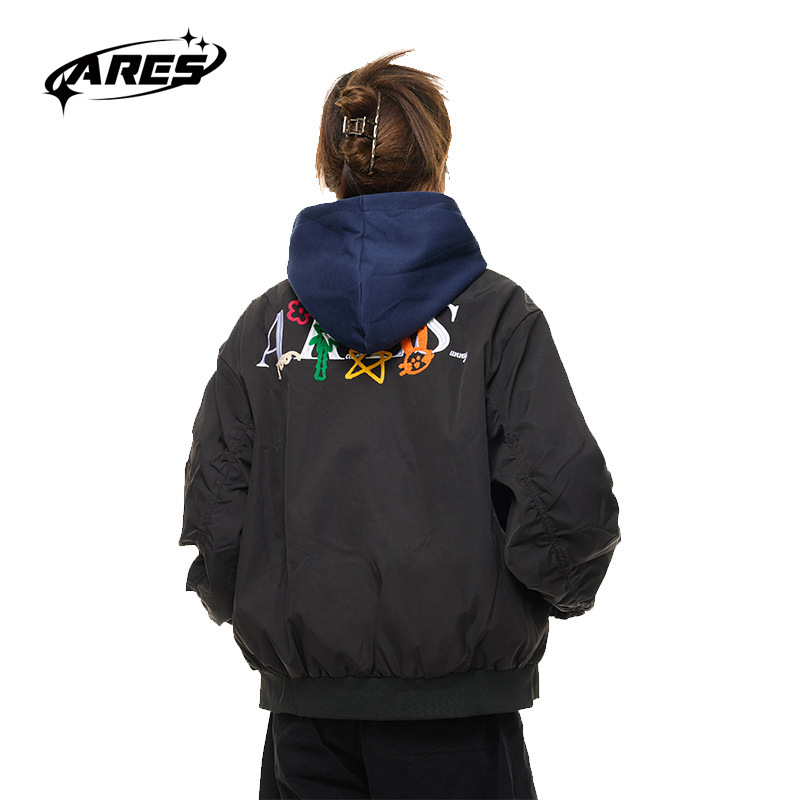 ARESWINGS美式复古趣味彩色字母刺绣棒球服男女秋季百搭夹克外套|undefined
