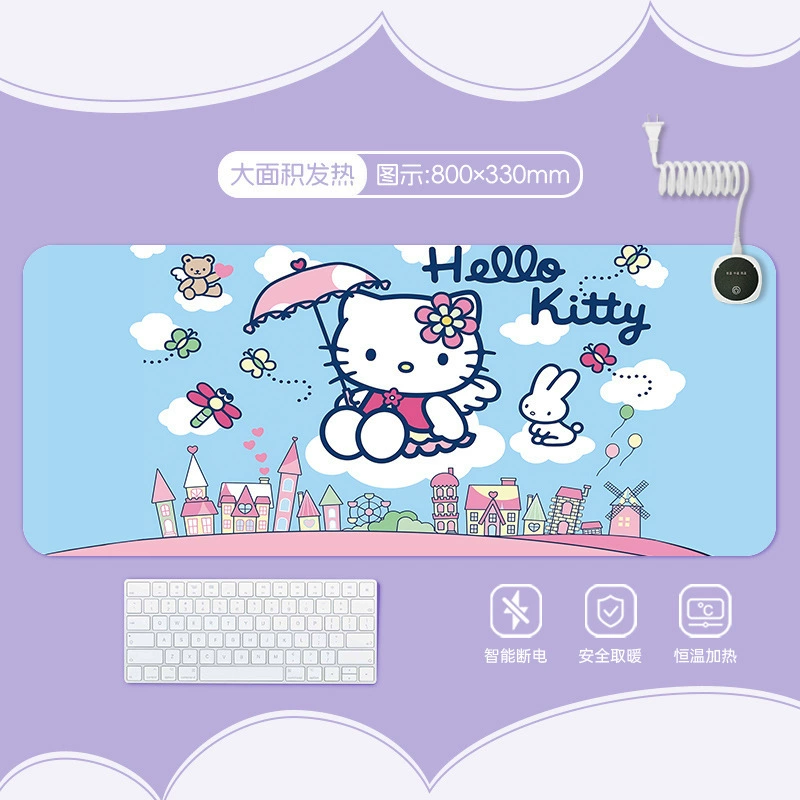 Hello kitty, table mat writing, table teaching laptop, mouse