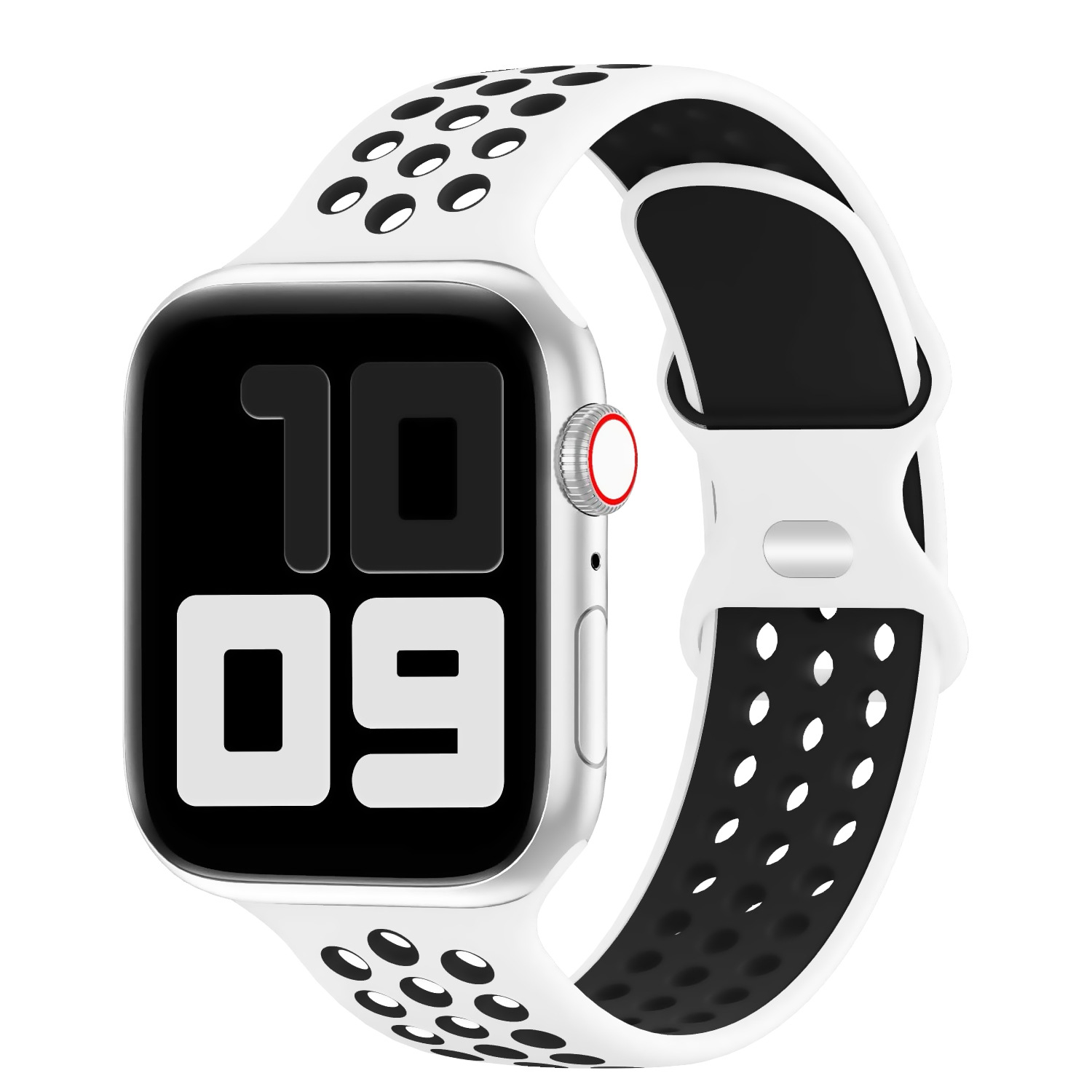 Correa de silicona de dos tonos para Apple Watch S9, estilo Nike con hebilla en forma de ocho.