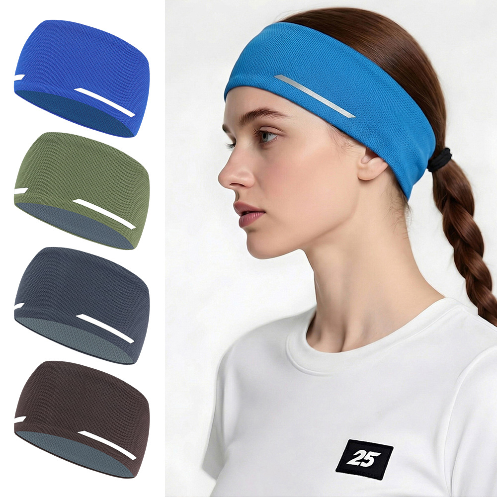 Guanyu Sports Sweat-Absorbent Headband Outdoor Night Running Reflective Anti-Sweat Headband Breathable Quick-Drying Fitness Basketball Widened Headband