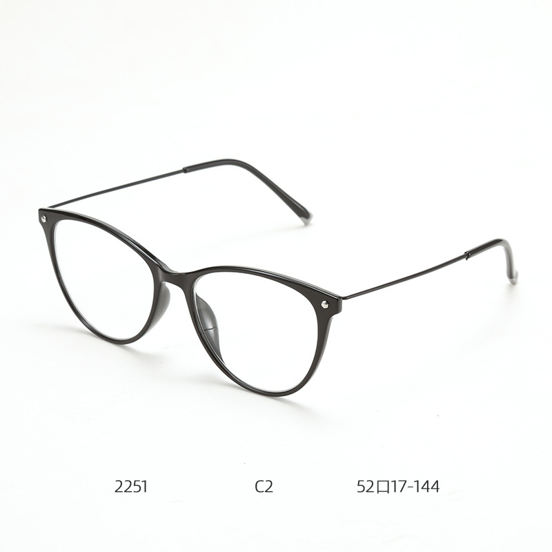 2251レトロ欧米風猫眼超軽量近視眼鏡フレーム潮半円形女性モデルファッションフレームは度数を合わせることができる