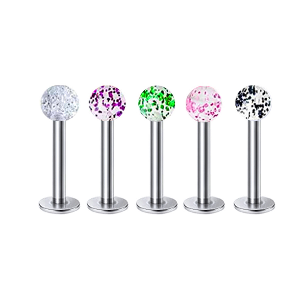 5 Sets Acrylic Star Lip Nail Ear Bone Nail T-Shaped Eyebrow Nail Nose Piercing Jewelry Stainless Steel Inner Outer Teeth detail image 7