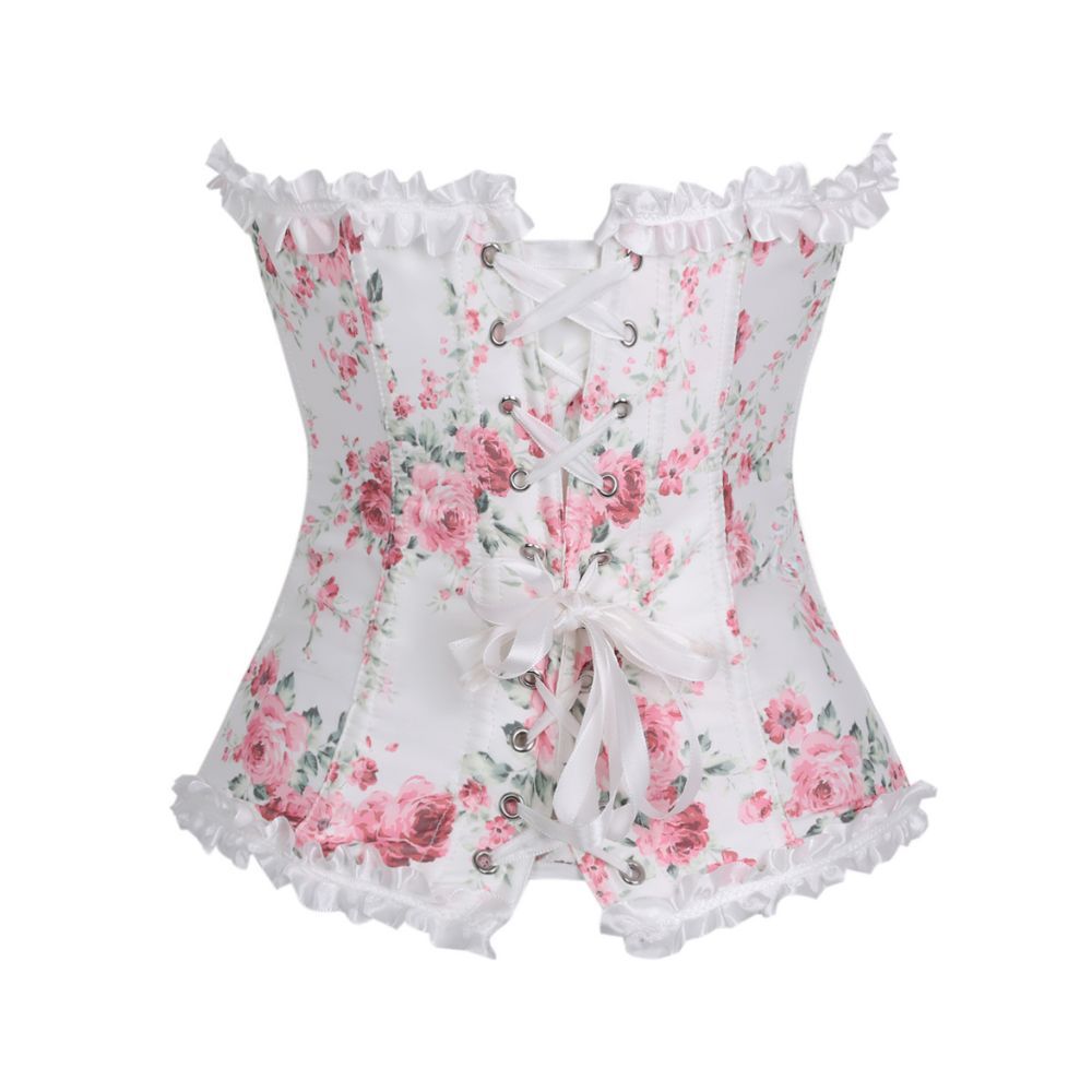 Nuevo impresión de encaje de belleza de cintura de pecho corsés de mujer corte corte de vestuario fuente transfronteriza temu