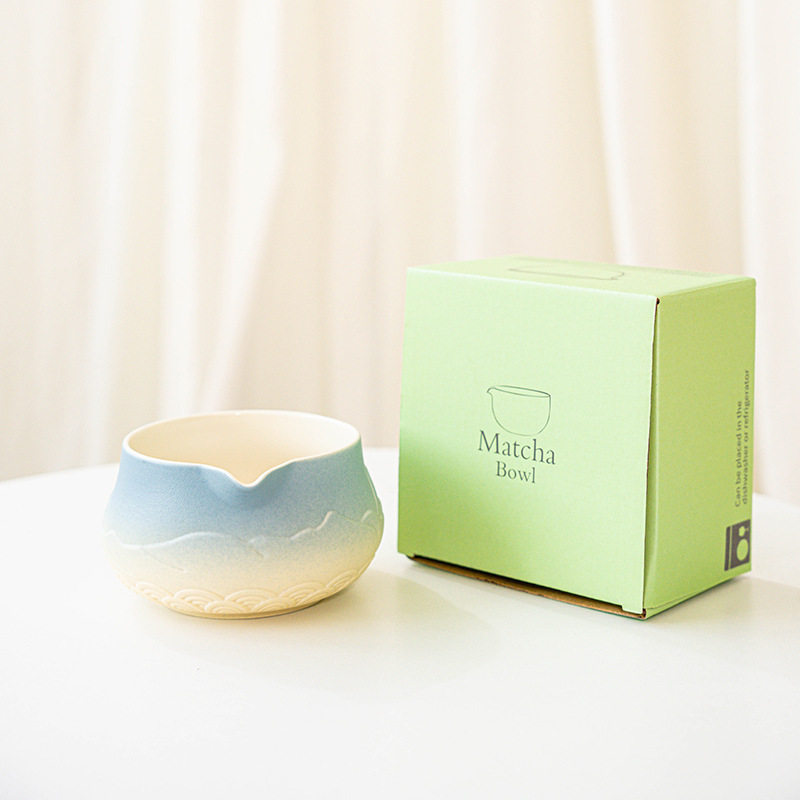 日本製抹茶ボウル、注ぎ口付き、風景画、日本抹茶、宋代茶道具、陶器茶碗、茶碗を越境供給|undefined