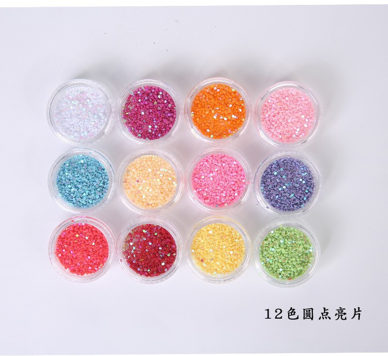 12 colores de uñas belleza Ojo Maquillaje Glitter lentejuelas cerámica suave fruta pieza perla polvo Delgado mezclado accesorios la joyería BRICOLAJE